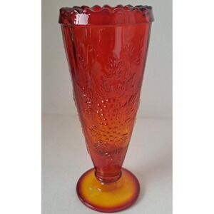 L.E. Smith Bud Vase Cadmium Glow Amberina Glass 6.5"